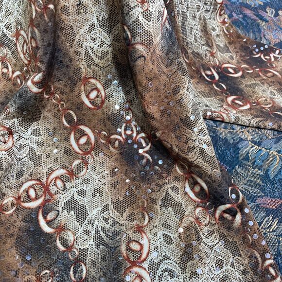 Vintage Chicos Blouse Size 3 Large Chicos BlouseShimmer Rusty Brown Red Cream - Picture 15 of 16